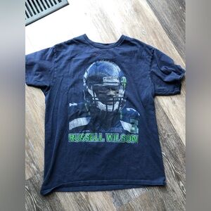 Seattle Seahawks Navy Men’s T Shirt Russell Wilson Size Medium
